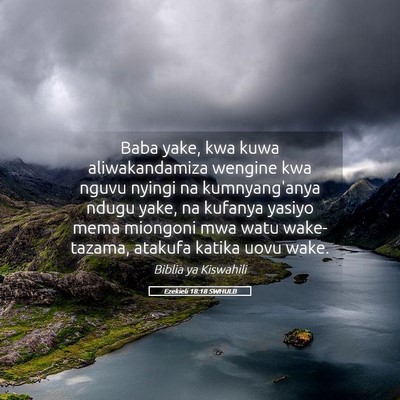 Picture 05 - Ezekieli 18:18 SWHULB - Baba yake, kwa kuwa aliwakandamiza wengine kwa - Bible Verse Picture