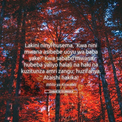 Picture 05 - Ezekieli 18:19 SWHULB - Lakini ninyi husema, 'Kwa nini mwana asibebe uovu - Bible Verse Picture