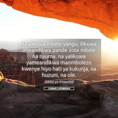 Picture 05 - Ezekieli 2:10 SWHULB - Akaikinjua mbele yangu; ilikuwa imeandikwa pande - Bible Verse Picture