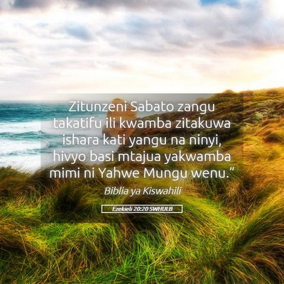 Picture 05 - Ezekieli 20:20 SWHULB - Zitunzeni Sabato zangu takatifu ili kwamba - Bible Verse Picture