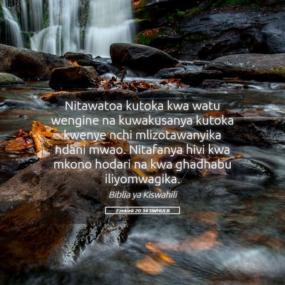 Picture 05 - Ezekieli 20:34 SWHULB - Nitawatoa kutoka kwa watu wengine na kuwakusanya - Bible Verse Picture
