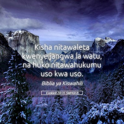 Picture 05 - Ezekieli 20:35 SWHULB - Kisha nitawaleta kwenye jangwa la watu, na huko - Bible Verse Picture