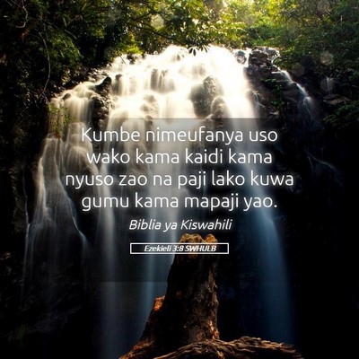 Picture 05 - Ezekieli 3:8 SWHULB - Kumbe nimeufanya uso wako kama kaidi kama nyuso - Bible Verse Picture