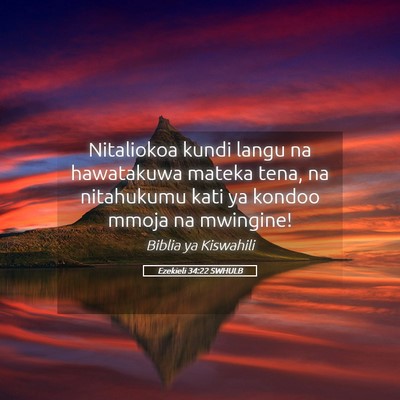 Picture 05 - Ezekieli 34:22 SWHULB - Nitaliokoa kundi langu na hawatakuwa mateka tena, - Bible Verse Picture