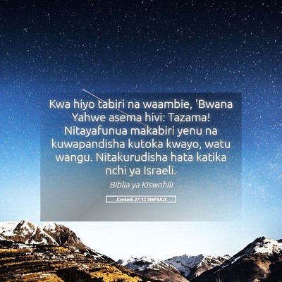 Picture 05 - Ezekieli 37:12 SWHULB - Kwa hiyo tabiri na waambie, 'Bwana Yahwe asema - Bible Verse Picture