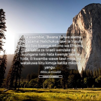 Picture 05 - Ezekieli 37:19 SWHULB - kisha waambie, 'Bwana Yahwe asema hivi: Tazama! - Bible Verse Picture