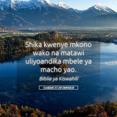 Picture 05 - Ezekieli 37:20 SWHULB - Shika kwenye mkono wako na matawi uliyoandika - Bible Verse Picture