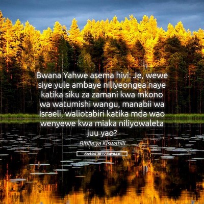 Picture 05 - Ezekieli 38:17 SWHULB - Bwana Yahwe asema hivi: Je, wewe siye yule ambaye - Bible Verse Picture