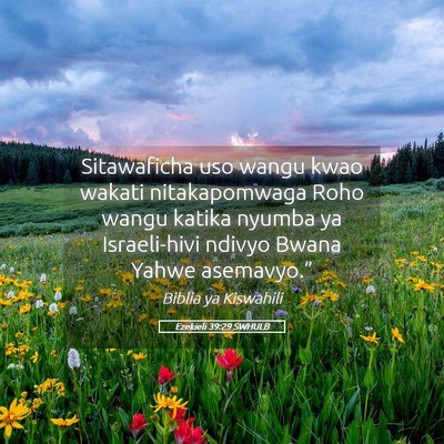 Picture 05 - Ezekieli 39:29 SWHULB - Sitawaficha uso wangu kwao wakati nitakapomwaga - Bible Verse Picture