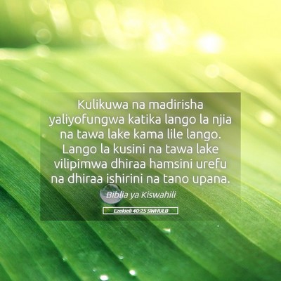 Picture 05 - Ezekieli 40:25 SWHULB - Kulikuwa na madirisha yaliyofungwa katika lango - Bible Verse Picture