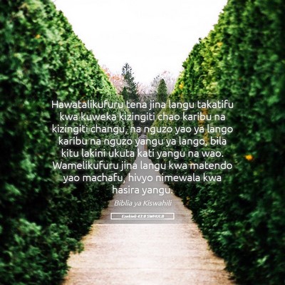 Picture 05 - Ezekieli 43:8 SWHULB - Hawatalikufuru tena jina langu takatifu kwa - Bible Verse Picture