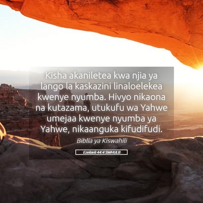 Picture 05 - Ezekieli 44:4 SWHULB - Kisha akaniletea kwa njia ya lango la kaskazini - Bible Verse Picture