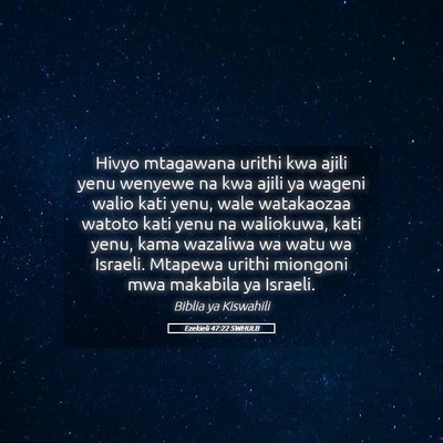 Picture 05 - Ezekieli 47:22 SWHULB - Hivyo mtagawana urithi kwa ajili yenu wenyewe na - Bible Verse Picture