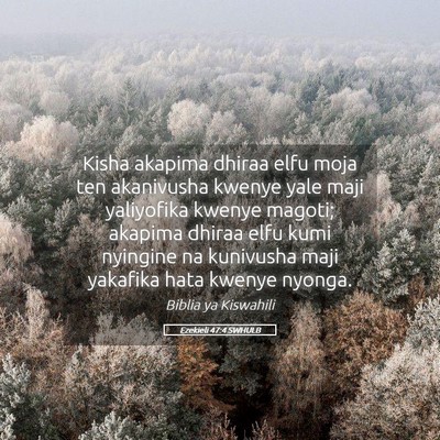 Picture 05 - Ezekieli 47:4 SWHULB - Kisha akapima dhiraa elfu moja ten akanivusha - Bible Verse Picture