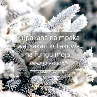Picture 05 - Ezekieli 48:25 SWHULB - Kupakana na mpaka wa Isakari kutakuwa na fungu - Bible Verse Picture