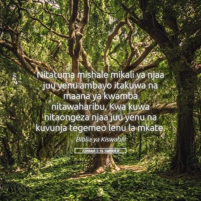 Picture 05 - Ezekieli 5:16 SWHULB - Nitatuma mishale mikali ya njaa juu yenu ambayo - Bible Verse Picture