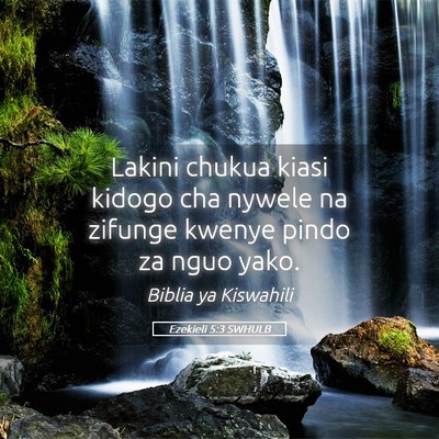 Picture 05 - Ezekieli 5:3 SWHULB - Lakini chukua kiasi kidogo cha nywele na zifunge - Bible Verse Picture