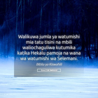 Picture 05 - Ezra 2:58 SWHULB - Walikuwa jumla ya watumishi mia tatu tisini na - Bible Verse Picture