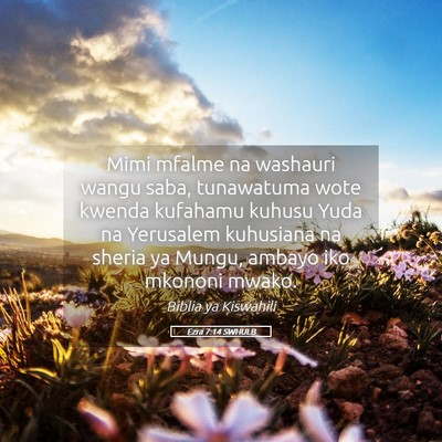 Picture 05 - Ezra 7:14 SWHULB - Mimi mfalme na washauri wangu saba, tunawatuma - Bible Verse Picture