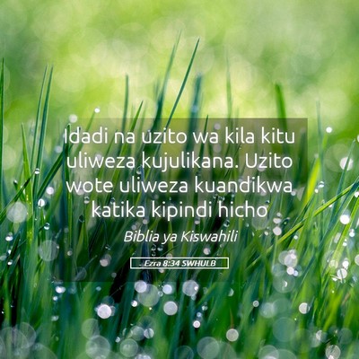 Picture 05 - Ezra 8:34 SWHULB - Idadi na uzito wa kila kitu uliweza kujulikana. - Bible Verse Picture