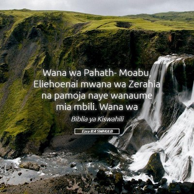 Picture 05 - Ezra 8:4 SWHULB - Wana wa Pahath- Moabu, Eliehoenai mwana wa - Bible Verse Picture