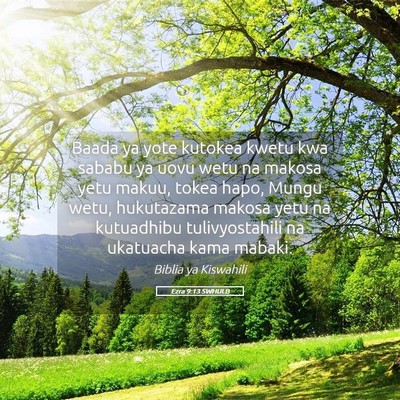 Picture 05 - Ezra 9:13 SWHULB - Baada ya yote kutokea kwetu kwa sababu ya uovu - Bible Verse Picture