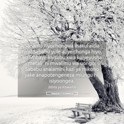 Picture 05 - Habakuki 2:18 SWHULB - Sanamu iliyochongwa inakufaidia nini? Sababu yule - Bible Verse Picture
