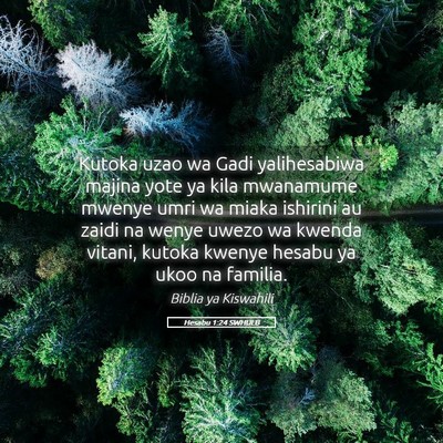 Picture 05 - Hesabu 1:24 SWHULB - Kutoka uzao wa Gadi yalihesabiwa majina yote ya - Bible Verse Picture