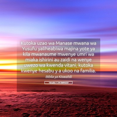 Picture 05 - Hesabu 1:34 SWHULB - Kutoka uzao wa Manase mwana wa Yusufu yaliheabiwa - Bible Verse Picture
