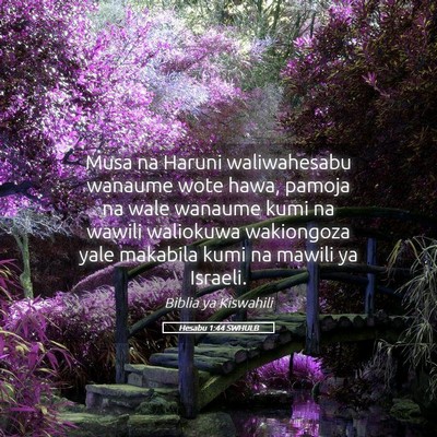 Picture 05 - Hesabu 1:44 SWHULB - Musa na Haruni waliwahesabu wanaume wote hawa, - Bible Verse Picture