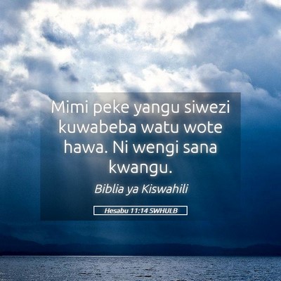 Picture 05 - Hesabu 11:14 SWHULB - Mimi peke yangu siwezi kuwabeba watu wote hawa. - Bible Verse Picture