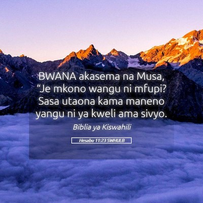 Picture 05 - Hesabu 11:23 SWHULB - BWANA akasema na Musa, “Je mkono wangu ni - Bible Verse Picture