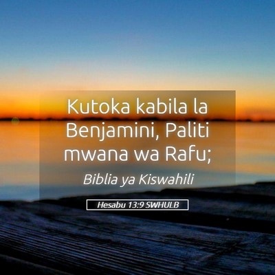 Picture 05 - Hesabu 13:9 SWHULB - Kutoka kabila la Benjamini, Paliti mwana wa - Bible Verse Picture