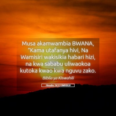 Picture 05 - Hesabu 14:13 SWHULB - Musa akamwambia BWANA, “Kama utafanya hivi, Na - Bible Verse Picture