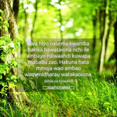 Picture 05 - Hesabu 14:23 SWHULB - Kwa hiyo nasema kwamba hakika hawataiona nchi ile - Bible Verse Picture