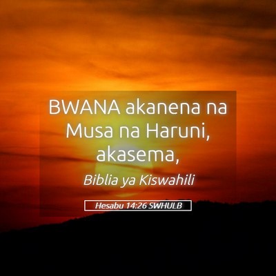Picture 05 - Hesabu 14:26 SWHULB - BWANA akanena na Musa na Haruni, - Bible Verse Picture