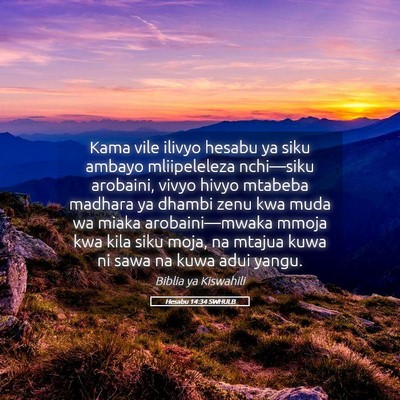 Picture 05 - Hesabu 14:34 SWHULB - Kama vile ilivyo hesabu ya siku ambayo - Bible Verse Picture