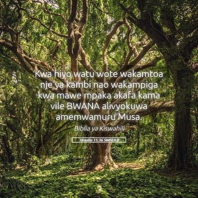 Picture 05 - Hesabu 15:36 SWHULB - Kwa hiyo watu wote wakamtoa nje ya kambi nao - Bible Verse Picture
