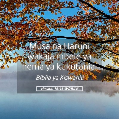 Picture 05 - Hesabu 16:43 SWHULB - Musa na Haruni wakaja mbele ya hema ya - Bible Verse Picture