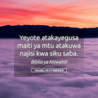 Picture 05 - Hesabu 19:11 SWHULB - Yeyote atakayegusa maiti ya mtu atakuwa najisi - Bible Verse Picture