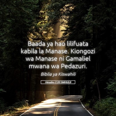Picture 05 - Hesabu 2:20 SWHULB - Baada ya hao lilifuata kabila la Manase. Kiongozi - Bible Verse Picture