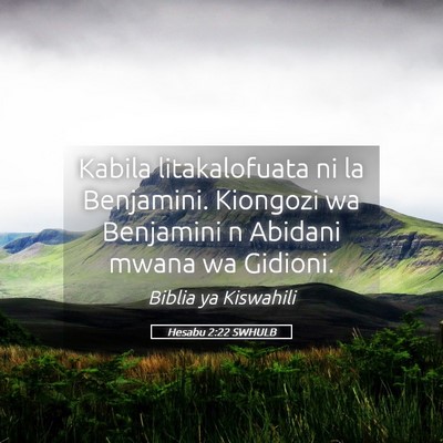 Picture 05 - Hesabu 2:22 SWHULB - Kabila litakalofuata ni la Benjamini. Kiongozi wa - Bible Verse Picture