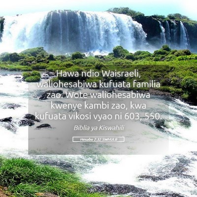 Picture 05 - Hesabu 2:32 SWHULB - Hawa ndio Waisraeli, waliohesabiwa kufuata - Bible Verse Picture