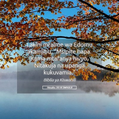 Picture 05 - Hesabu 20:18 SWHULB - Lakini mfalme wa Edomu akamjibu, “Msipite hapa. - Bible Verse Picture