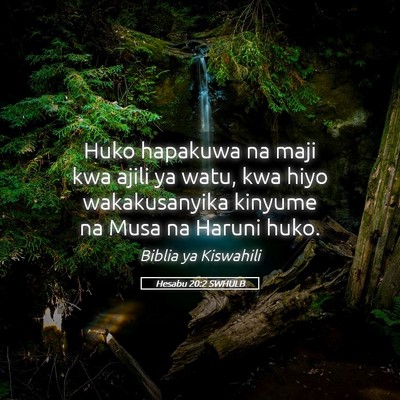 Picture 05 - Hesabu 20:2 SWHULB - Huko hapakuwa na maji kwa ajili ya watu, kwa hiyo - Bible Verse Picture