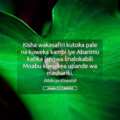 Picture 05 - Hesabu 21:11 SWHULB - Kisha wakasafiri kutoka pale na kuweka kambi Iye - Bible Verse Picture