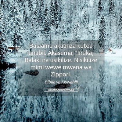 Picture 05 - Hesabu 23:18 SWHULB - Balaamu akaanza kutoa unabii. Akasema, “Inuka, - Bible Verse Picture