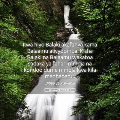 Picture 05 - Hesabu 23:2 SWHULB - Kwa hiyo Balaki akafanya kama Balaamu alivyoomba. - Bible Verse Picture