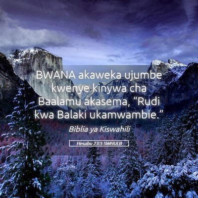 Picture 05 - Hesabu 23:5 SWHULB - BWANA akaweka ujumbe kwenye kinywa cha Baalamu - Bible Verse Picture