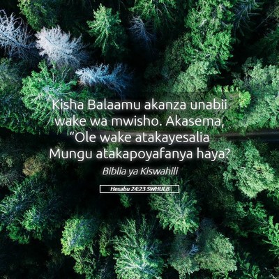 Picture 05 - Hesabu 24:23 SWHULB - Kisha Balaamu akanza unabii wake wa mwisho. - Bible Verse Picture